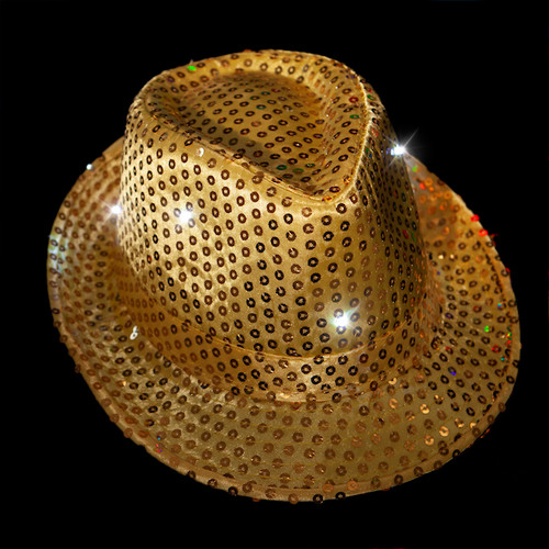 LED Light Up Fedora Hat in Gold Light Up Hat