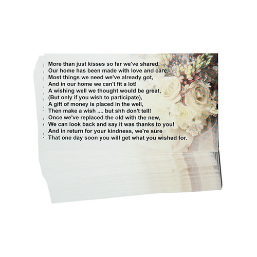 Wedding Wishing Well Poem Cards Floral