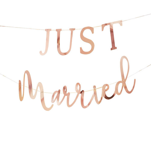 Rose Gold Just Married Banner Hanging Decoration