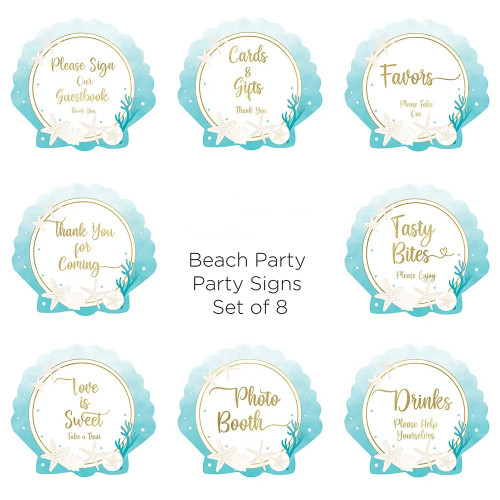 Beach Wedding or Party Decoration Signs x 8