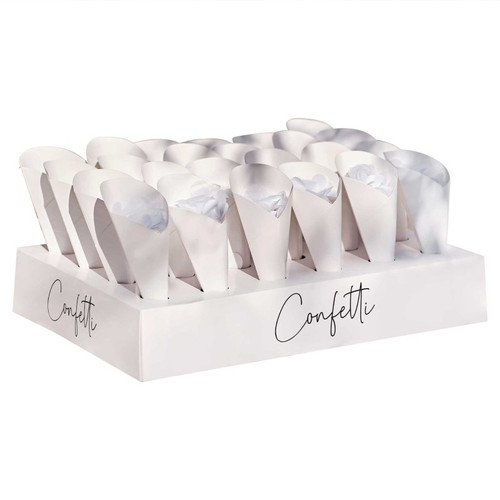 Wedding Confetti Tray with 24 Cones and Confetti