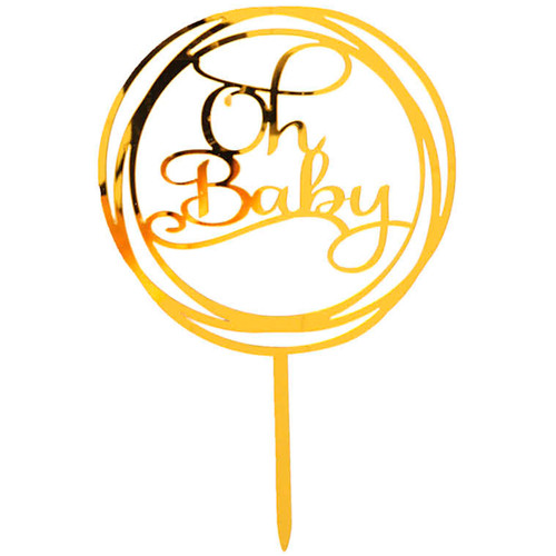 Gold Mirror Oh Baby Cake Topper