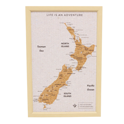 New Zealand Travel Map Cork Pin Board