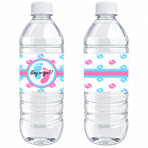 Boy or Girl Gender Reveal Water Bottle Labels
