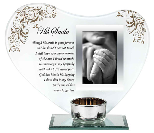 His Smile Heart Shaped Photo Frame Candle Holder