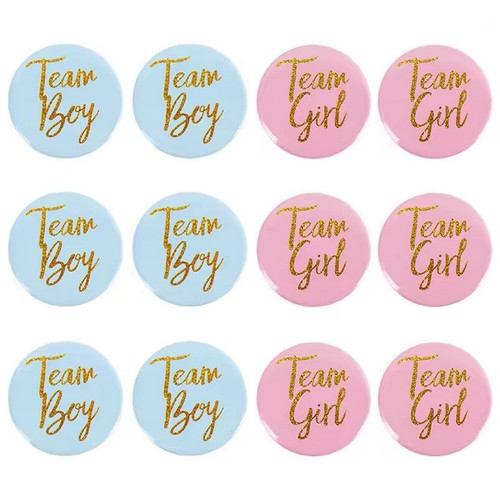 Team Girl and Boy Baby Shower Badges