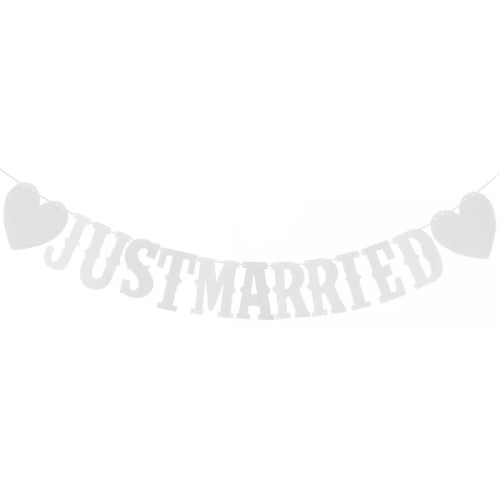 White Just Married Banner