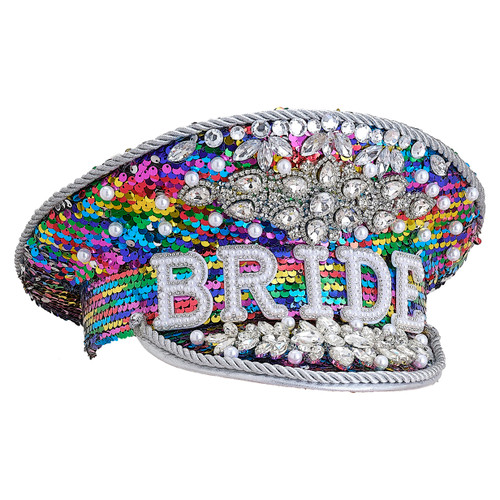 Rainbow Rhinestone and Pearl Bride Hen Party Hat