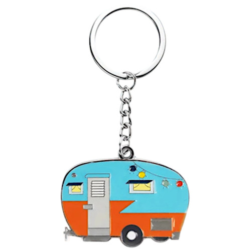 Caravan Camping Key Ring Gift Blue and Orange