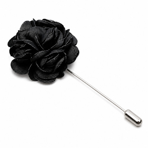 Black Floral Lapel Pin