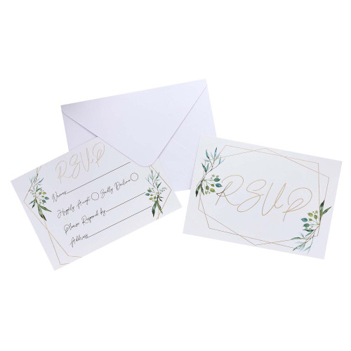 Greenery Wedding RSVP Cards with Envelopes