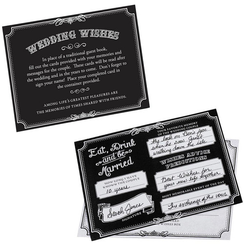 Black Wedding Wishes Cards Alternative Guest Book Reception Decor Ideas