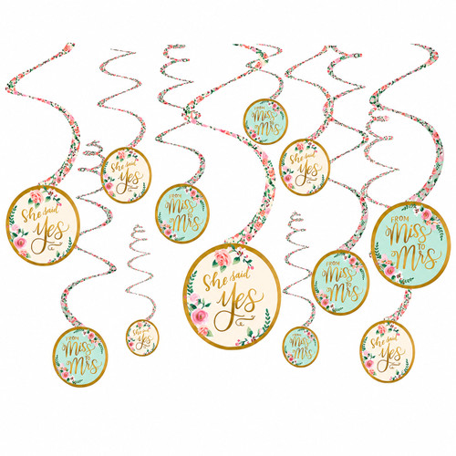 Bridal Shower or Hens Night Hanging Swirl Decorations