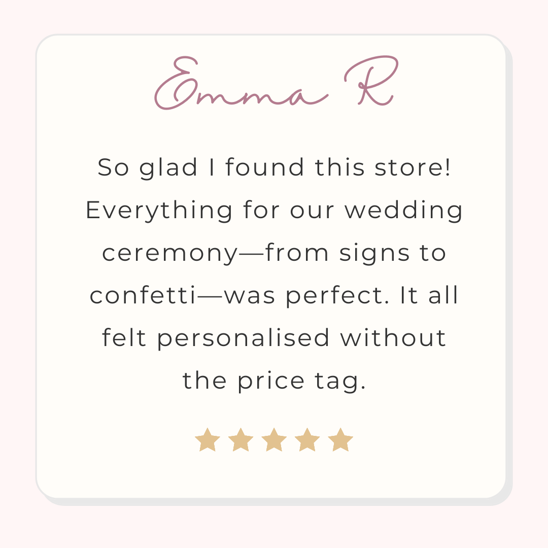 Wedding ceremony customer feedback – Gem’s Wedding Supplies Australia