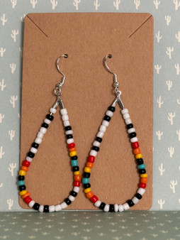 Teardrop Dangle Earrings - Native American Style - Black, White, Teal, Red, Orange, Yellow