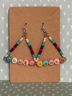 Beaded "RODEO" Earrings - Muted Modern Colors - Pink, Teal, Nude