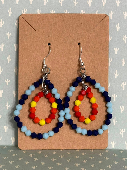 Crystal Cut Beaded Double Layer Teardrop Earrings - "Colorado" colors