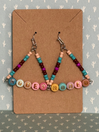Beaded "RODEO" Earrings - Muted Modern Colors - Pink, Teal, Nude