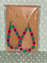 Beaded Teardrop Dangle Earrings - Teal, Pink, Purple