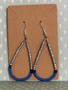 Beaded Teardrop Dangle Earrings - Silver & Blue