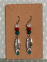 Feather Charm & Beaded Dangle Earrings - Red, White, Teal