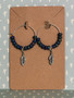 Beaded Hoop Earrings - Frosty Blue/Purple with Feather Charm