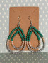 Crystal Cut Beaded Double Layer Teardrop Earrings - Sage green, peach, gray