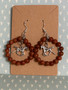 Brown Goldstone Circle Dangle Horse Earrings