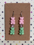 Gummi Bear Dangle Earrings - pink and mint green  (version 2)