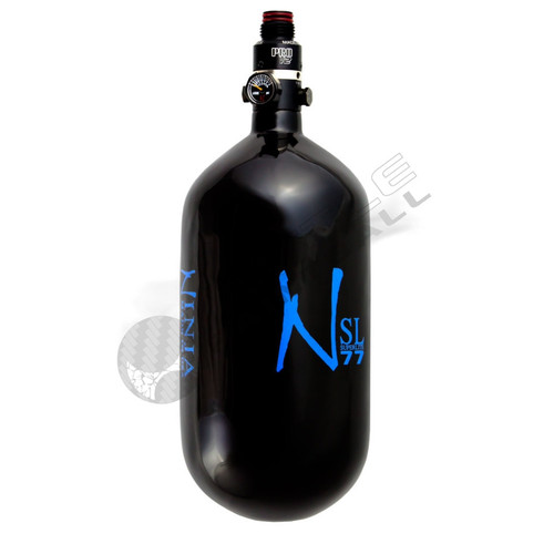 Ninja Paintball 77 cu 4500 psi ''SL'' Carbon Fiber HPA Tank - Super Light - Black w/ Blue Logo