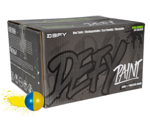 D3FY Sports Paintballs Level 1 Practice .68 Caliber Paintballs - 100 Rounds - Yellow/Blue Shell Yellow Fill