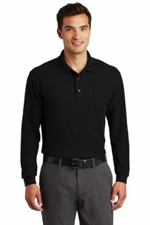 Long Sleeve Silk Touch Polo with Pocket