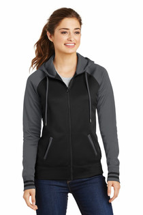 Ladies Sport Wick Varsity Fleece Full Zip Hooded Jacket