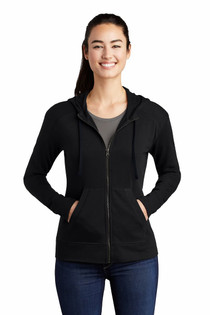 Ladies PosiCharge Tri Blend Wicking Fleece Full Zip Hooded Jacket