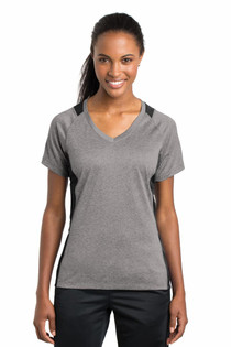 Ladies Heather Colorblock Contender V Neck Tee