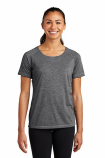 Ladies PosiCharge Tri-Blend Wicking Scoop Neck Raglan Tee