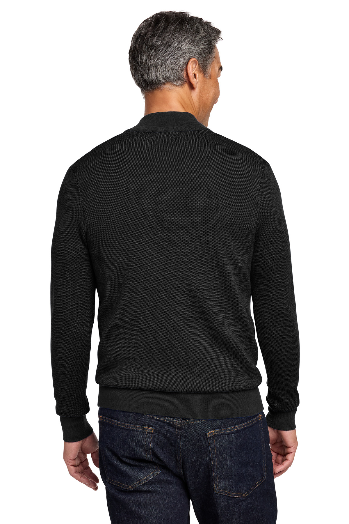 Washable Merino Birdseye 1/4 Zip Sweater - BB18412 Brooks Brothers