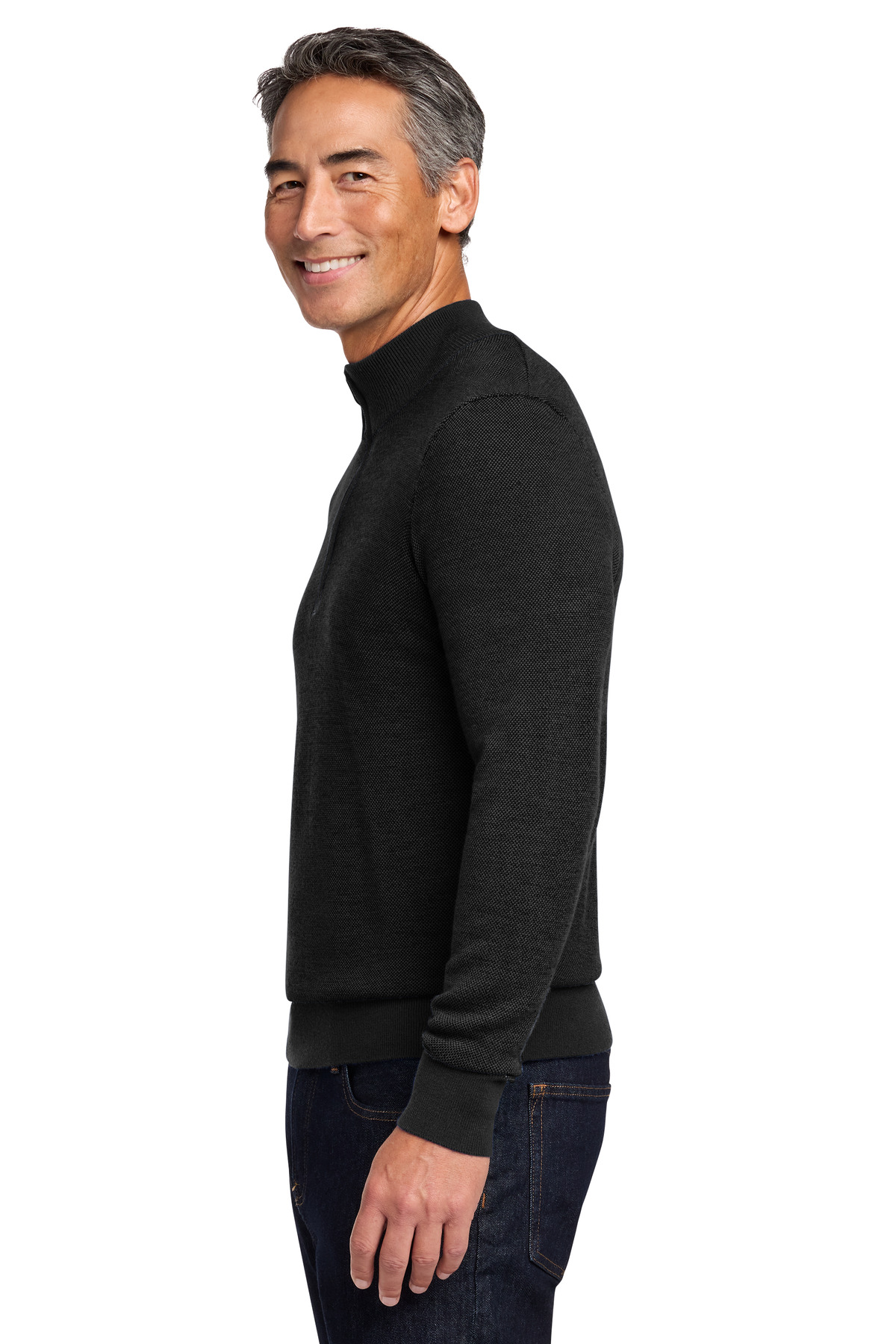 Washable Merino Birdseye 1/4 Zip Sweater - BB18412 Brooks Brothers