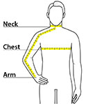 How to measure your Neck, Chest Width and Arm