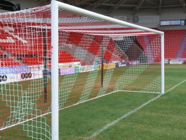 Full Size Box Style Football Goal Nets - Diagonal Stripe