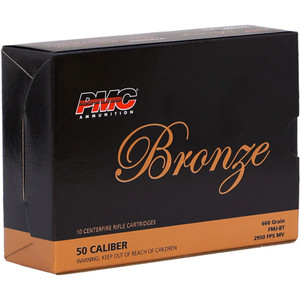 PMC Ammunition, Bronze, 50 BMG, 660 Grain, Full Metal Jacket Boat Tail, 10 Round Box