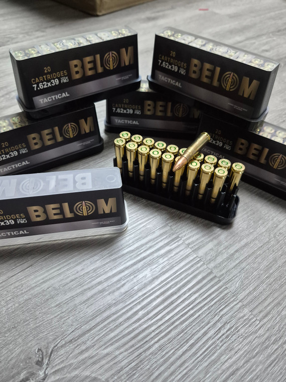 Belom, 7.62X39mm, 123 Grain, Full Metal Jacket, Brass Cased, 20 Round Box
AK ammo