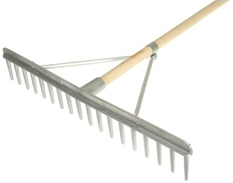 ALUMINIUM LANDSCAPE RAKE WITH WOODEN HANDLE