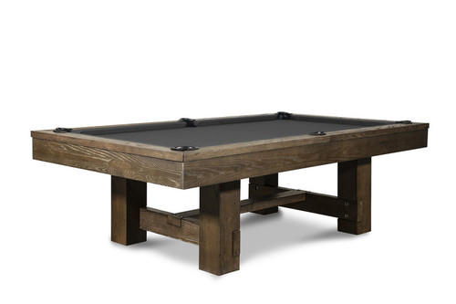 Rustic Slate Pool Table by Brixton Billiards. Solid hardwood construction, leather pockets, and gum rubber cushions. Available in 7' & 8' with dining top option.