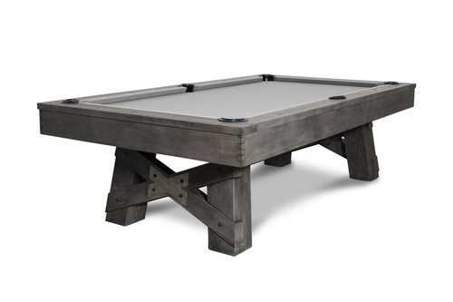 Rustic farmhouse billiard table with dining top option. Brixton Billiards presents the Georgia slate pool table in grayson grey!