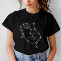 Minimalist Rhinestone Line Art Face Design - Women’s V-Neck T-Shirt, Sweater, Hoodie - Elegant Sparkle Top for Stylish Wear, Gift for Her