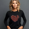 Love Heart Rhinestone T-Shirt, Sparkling Valentine’s Day Tee, Women’s Glitter Love Shirt, Romantic T-shirt, Unique Gift Idea, Gift for Her