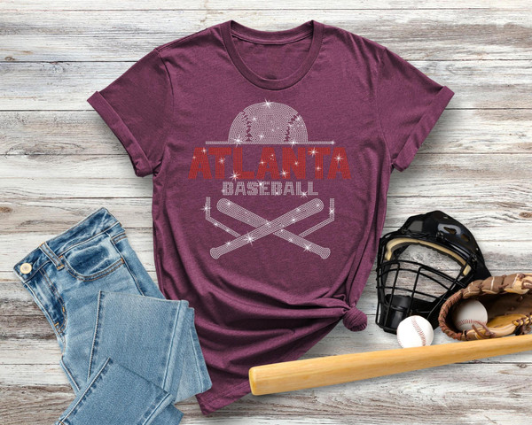 Atlanta Baseball Rhinestone T-Shirt, Glitter Baseball Tee, Retro Sports Shirt, Baseball Mom Tee, Team Support Shirt, Gift for Love One