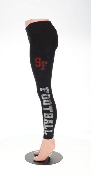 San Francisco Football Leggings, Rhinestone Leggings, Trendy Sports Leggings for Ladies, Unique Design with Side Pockets Gift for Her