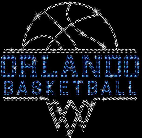 Orlando Basketball Sports Team Retro Rhinestone T-Shirt, Unique Design Fashion Sports Wear Shirt, Basketball Themed Soft Cotton Shirt